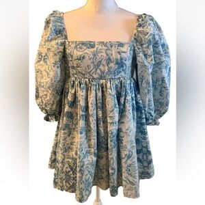 For Love And Lemons Blue And White Mini Dress Size Medium